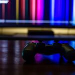 black and blue game controller