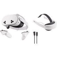 Meta Quest 3S 128GB + BlueBuilt PC Link-Kabel + Elite Strap mit Akku - Produktbild