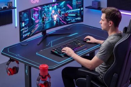 Schreibtisch Computertisch mit Vollflächigem Mauspad Bürotisch