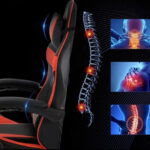 Ergonomischer Gaming-Stuhl Kunstleder mit Kopfstütze, Fußstütze,
