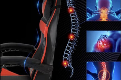Ergonomischer Gaming-Stuhl Kunstleder mit Kopfstütze, Fußstütze,