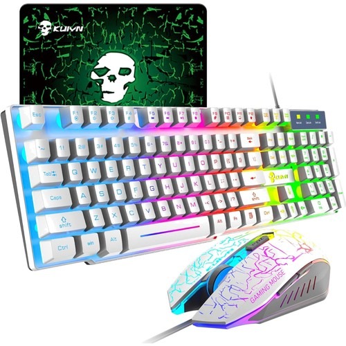 Einstellbare RGB-Hinterleuchtung Tastatur + 2400DPI Gaming