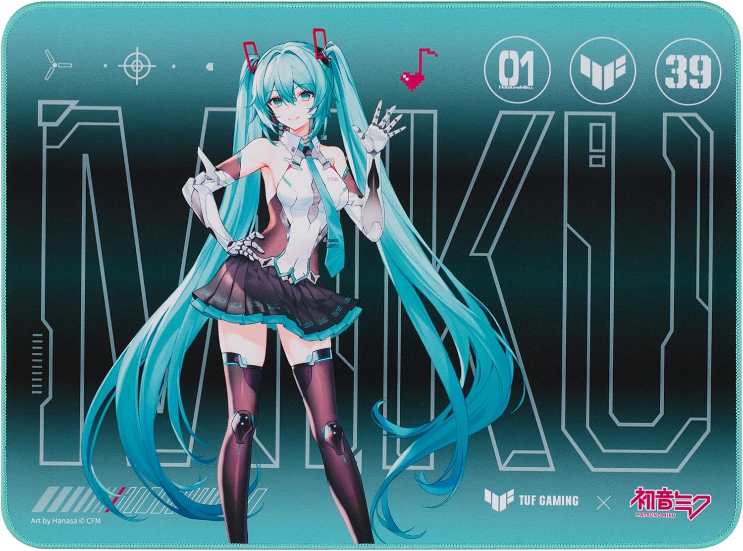 ASUS TUF Gaming P1 Hatsune Miku Edition Tragbares Gaming-Mauspad – 25,4 x 20,3 cm , Aqua, Schutzbeschichtung, Wasserabweisend