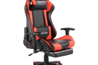 Gaming-Stuhl Mit Fußstütze Drehbar Rot PVC