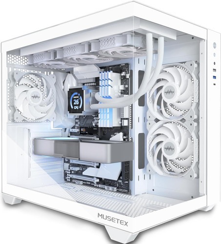 MUSETEX PC Gehäuse ATX,360MM Rad-Unterstützung, Typ-C